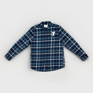 YMCA Logo St. John’s Bay Classic Fit Plaid Button Up Shirt M NWT 🧵👕